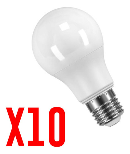 Pack X10 Lampara Bulbo Foco Led 10w E27 Luz Fría Dabor