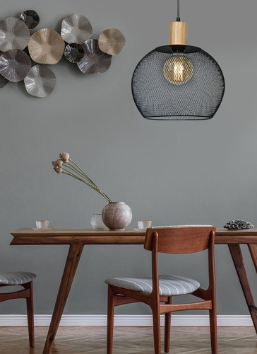 Colgante 1 Luz Osaka-l Metal/madera Apto Led Deco Moderno - Imagen 10
