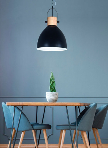 Colgante Estilo Nórdico De Chapa Y Madera Negro - Imagen 2