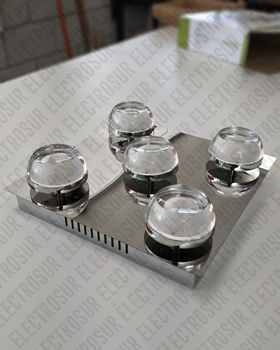 Plafón Led De 5 Luces Dabor Cromo Tulipas Acrílicas Lier - Imagen 2