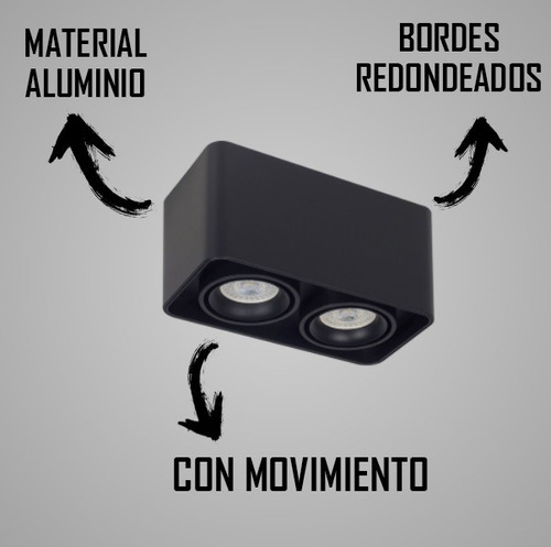 Plafón Aluminio Para Techo Con Movimiento 2 Luces Gu10 Dicro - Imagen 2