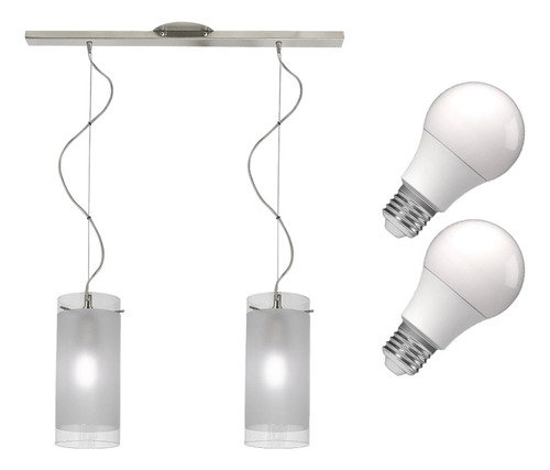 Lampara Colgante Techo Tulipa Vidrio Satinado 2 Luces Foco