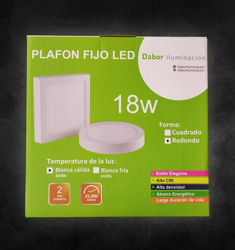 Pack X5 Panel Plafon Aplique Techo Led Redondo 18w Calido - Imagen 3