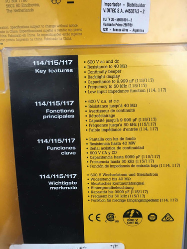 Multímetro Digital True- Rms Compacto Fluke 115 - Imagen 7