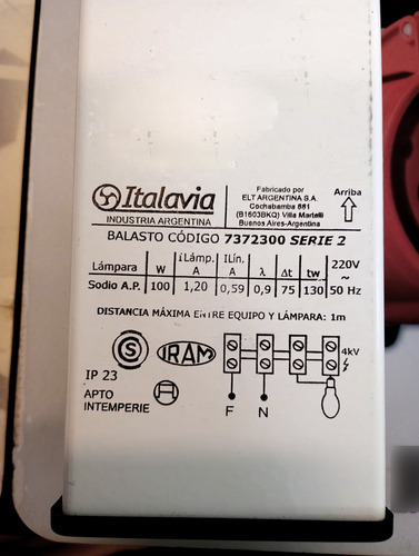 Balasto P/ Lampara De Sodio Alta Presión 100w Sap Exterior - Imagen 2