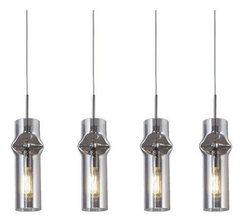 Lámpara Colgante 4 Luces Tulipa Vidrio Led Troya