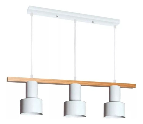 Lampara Techo Colgante Nordico Chapa Y Madera Tune 3 Luces