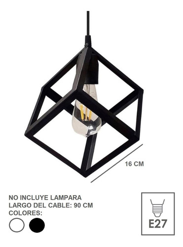 Lampara Colgante Techo Cubo Deco Vintage Industrial E27 - Imagen 4