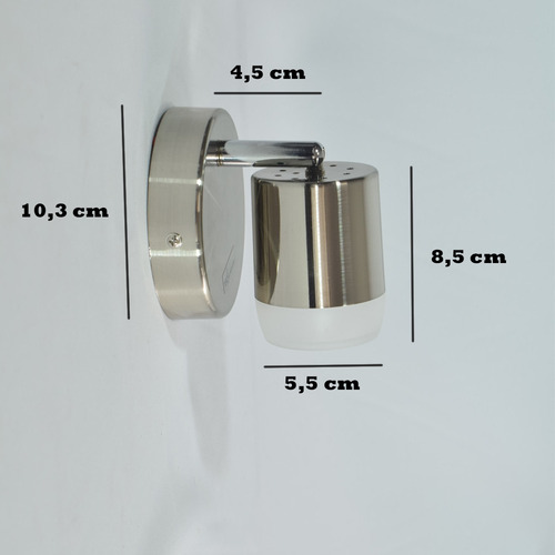Aplique Baño Pared Spot Móvil Platil Salomón Led 5w Lampara Plateado - Imagen 3