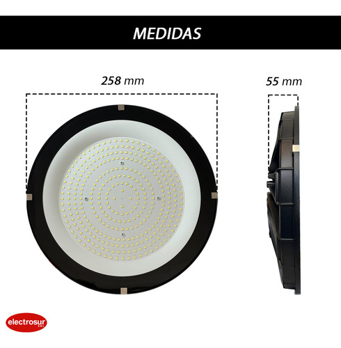 Colgante Galponero Alta Potencia Highbay 150w Blanco Frio Negro - Imagen 3