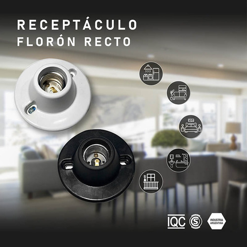 Pack 10 Portalámparas Receptáculo E27 Trefi Negro Termoplástico - Imagen 4